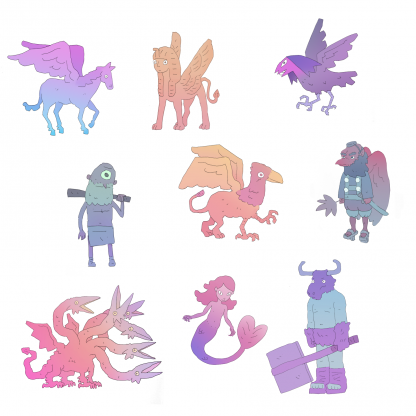 Oh No! Monsters! Mythical Animals Poster